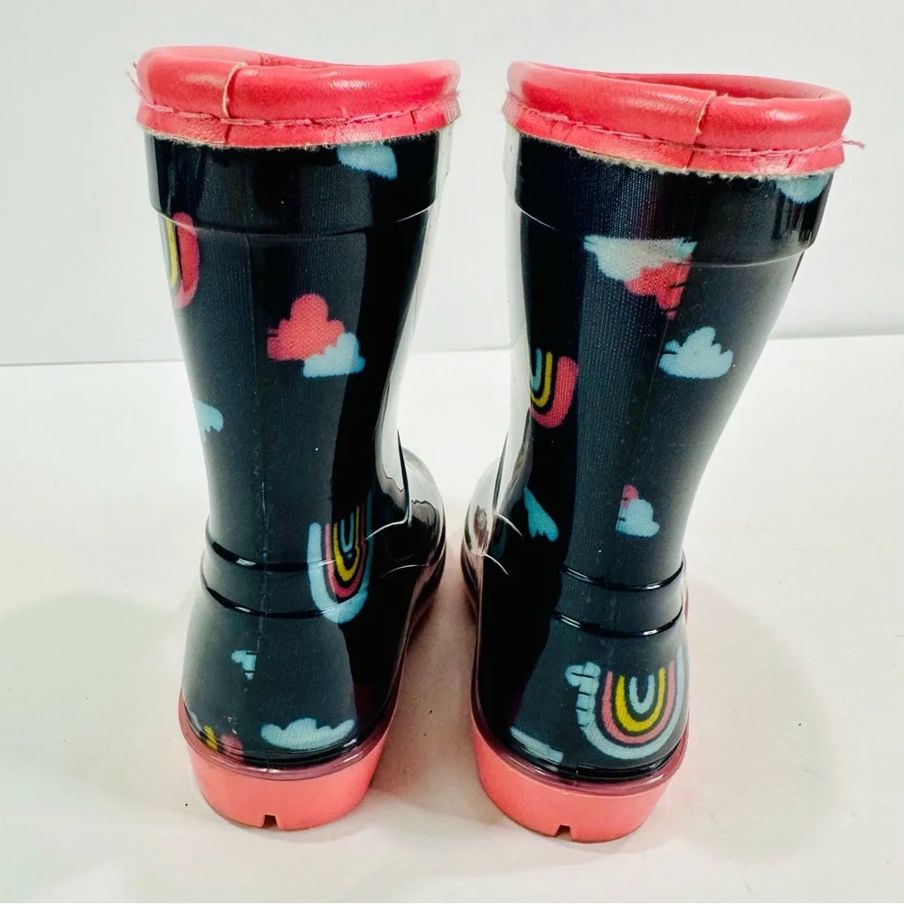 ๐ฉท CARTERโS SIZE 4M RAINBOOTS GREAT CONDITION RAINBOW ๐ CLOUDS DESIGN NAVY BLUE - Picture 5 of 11